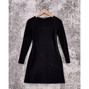 Cop Copine Dress 36 / XS Womens Black Perforated Mesh Detail Long Sleeve